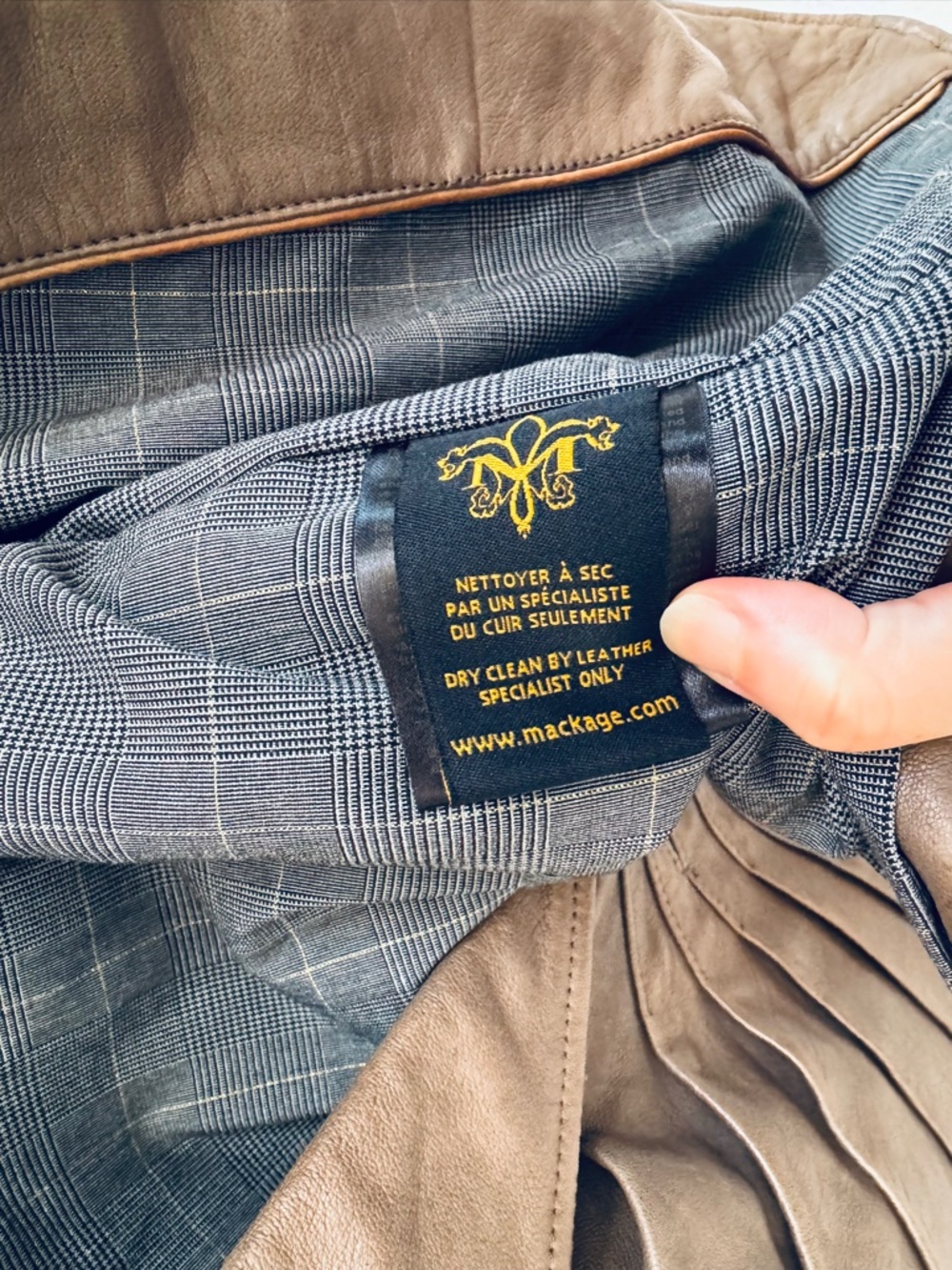 New Mackage Leather Jacket Colour is listed as Oatmeal on tag M - Picture 8 of 13